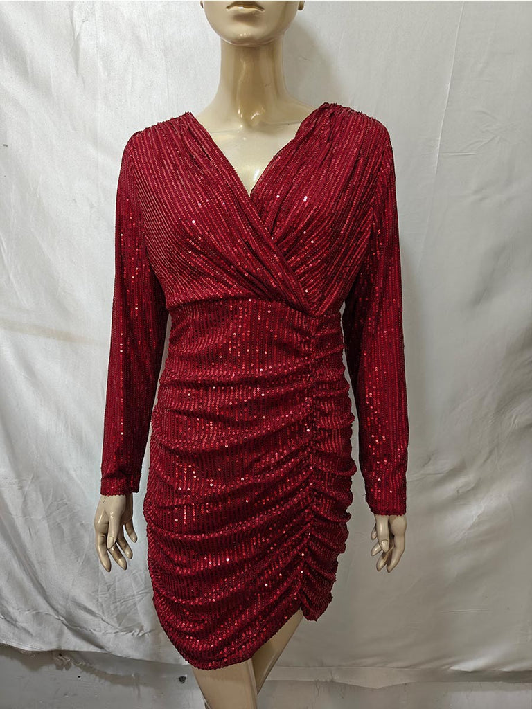 Women Sexy V-Neck Bodycon Dress