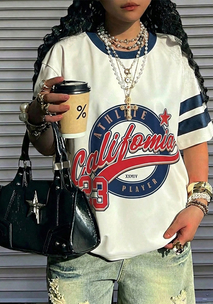 American Style Letter Print Short-Sleeve T-Shirt