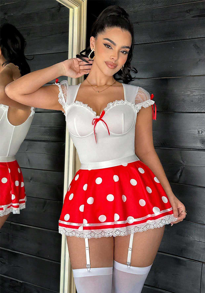 Polka Dot Lingerie Dress Set for Intimate Roleplay