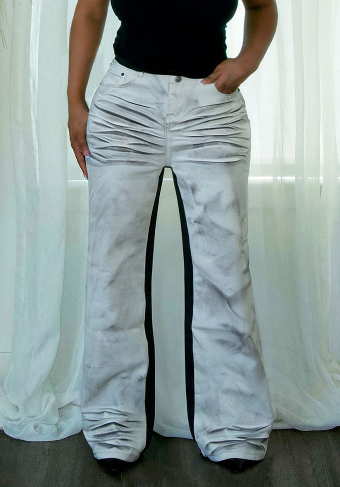 Painted Patchwork Denim Jeans for Casual Streetwear