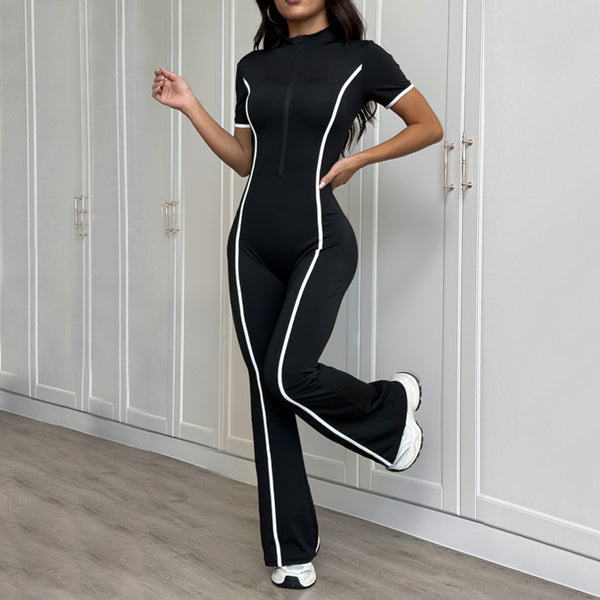 Colorblock Butt Lift One-Piece Pants Jumpsuit for Fitness & Activewear