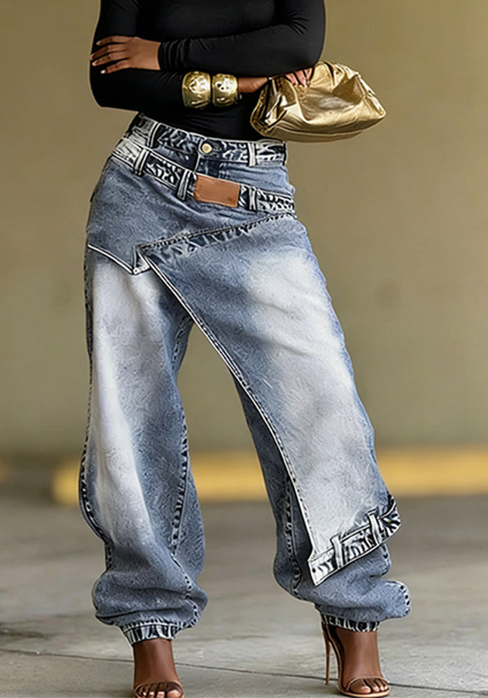 Layered Denim Pants for Spring Casual Streetwear