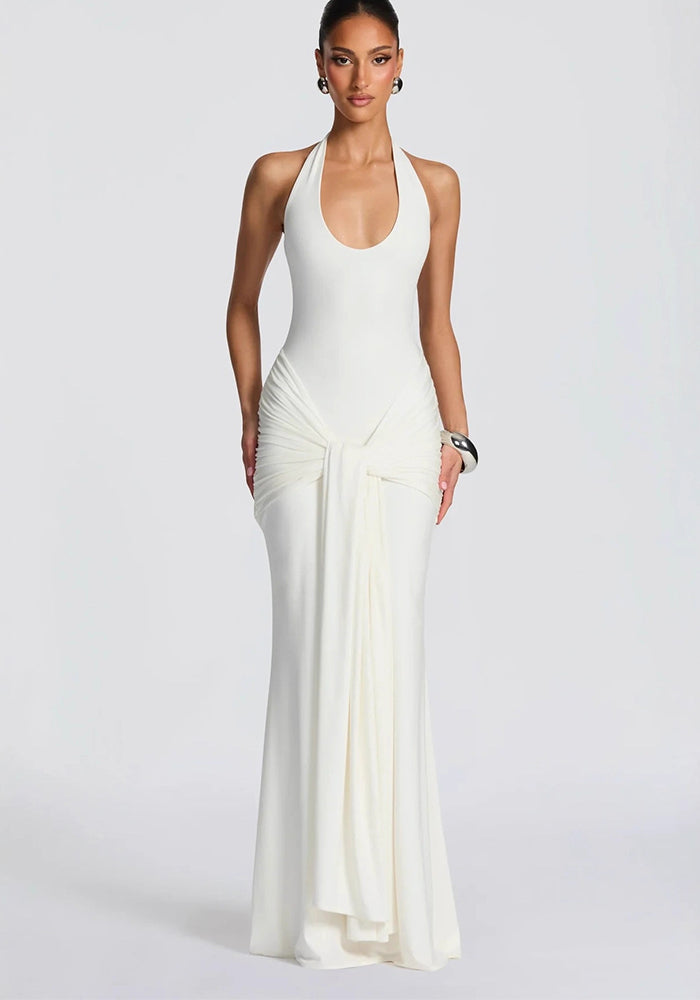U-Neck Sleeveless Ribbon Bodycon Dress