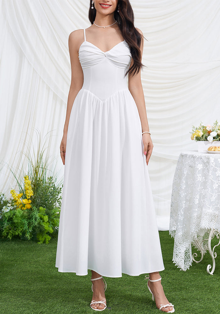 V-Neck Backless Maxi Strap Dress for Evening Parties