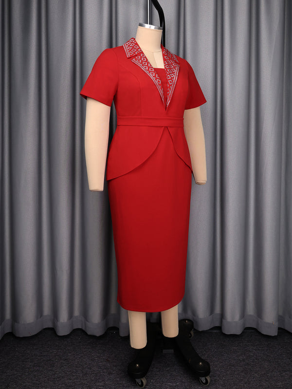 Plus Size Red Bodycon Party Dress for Formal Events