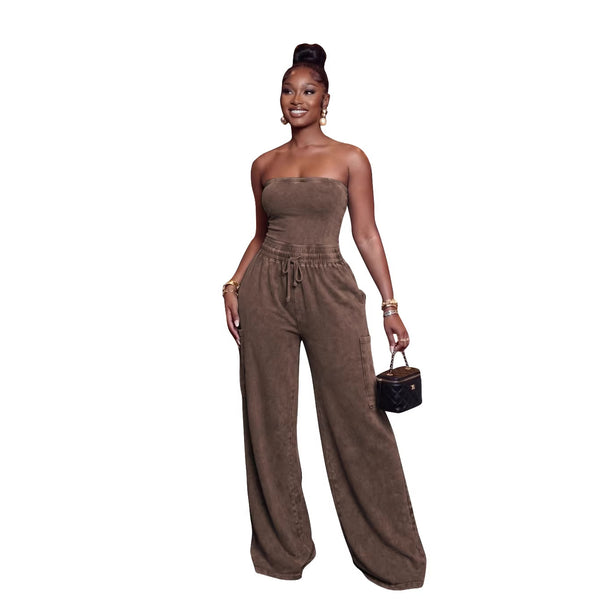 Strapless Wide-Leg Jumpsuit for Casual Summer Days