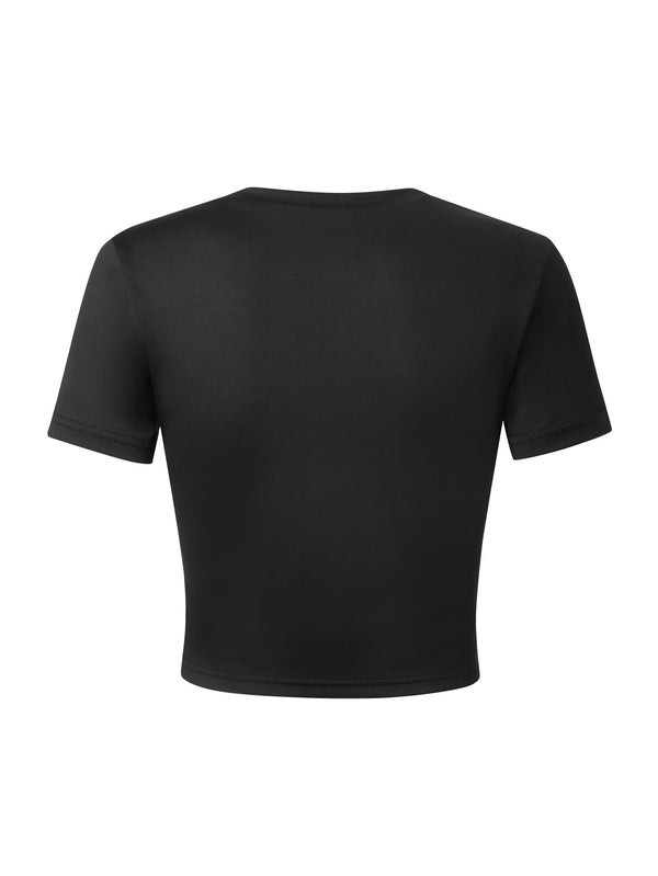 Letter Colorblock Crop T-Shirt for Casual Streetwear