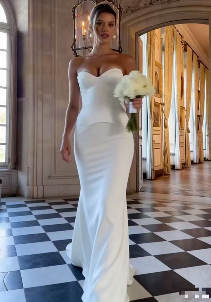 French Strapless Engagement Maxi Dress for Bridal Events
