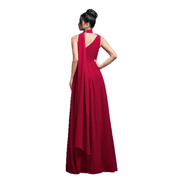 One-Shoulder Sleeveless Maxi Dress for Formal Parties