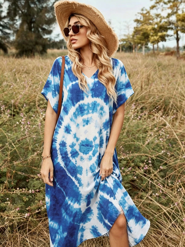 Blue Bohemian Cover-Up Dress for Summer Beach Holidays