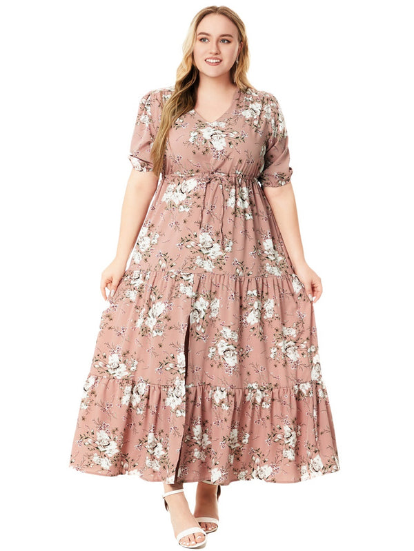 Plus Size Bohemian Printed Beach Dress for Summer Holidays