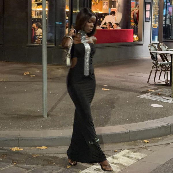 Strapless Halter Low Back Bodycon Dress for Spring Evenings