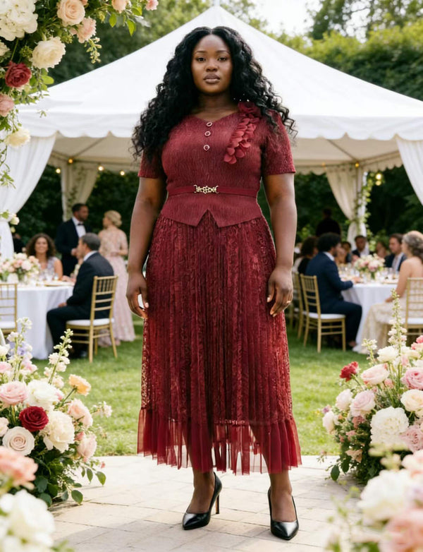 Plus Size African Ruched Lace Maxi Dress for Formal Parties