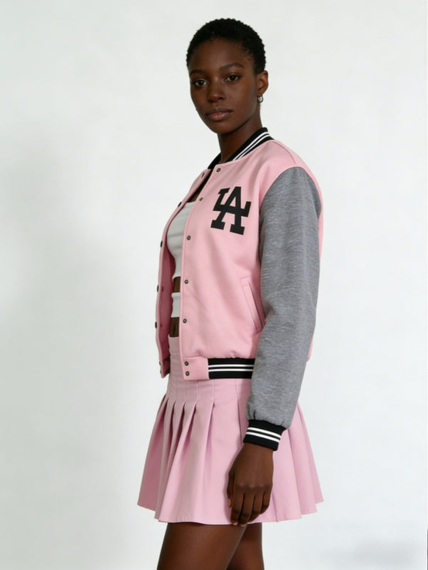 Baseball Jacket & Skirt Three-Piece Set for Casual Streetwear