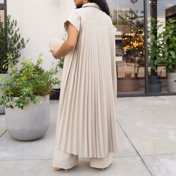 Turndown Collar Lace-Up Sleeveless Dress for Casual Wear