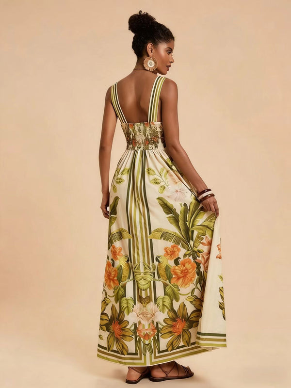 V-Neck Printed Dress for Summer Casual Wear