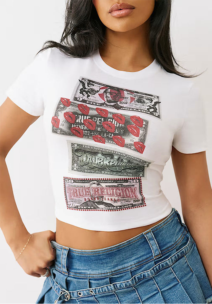 Printed Cropped T-Shirt Top for Spring Streetwear