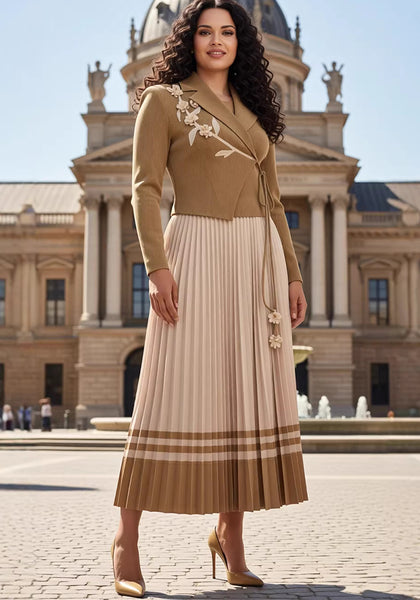 Women's Plus Size African Pleated Colorblock Slim Waist Chic Long Dress