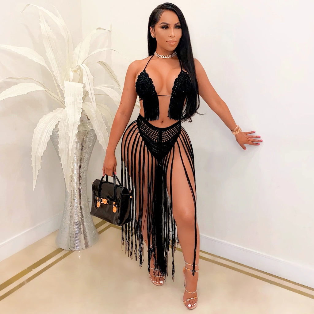 Women's Fashion Sexy Knitting Crochet Beachwear Set