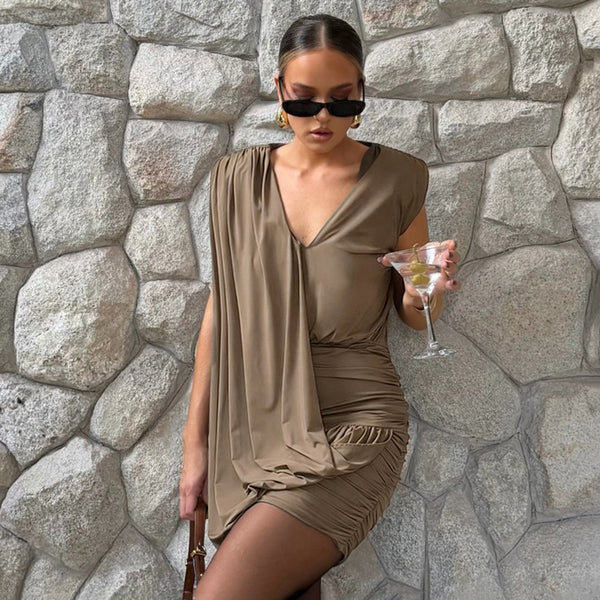Solid Sleeveless Mini Dress for Summer Casual Outings