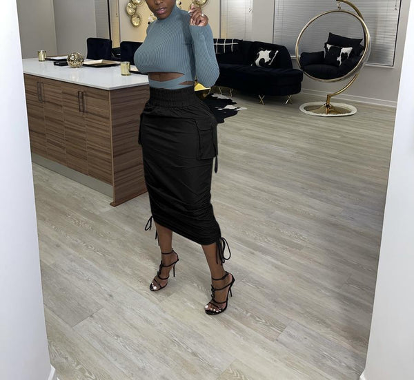 Solid Drawstring Skirt for Everyday Casual Wear