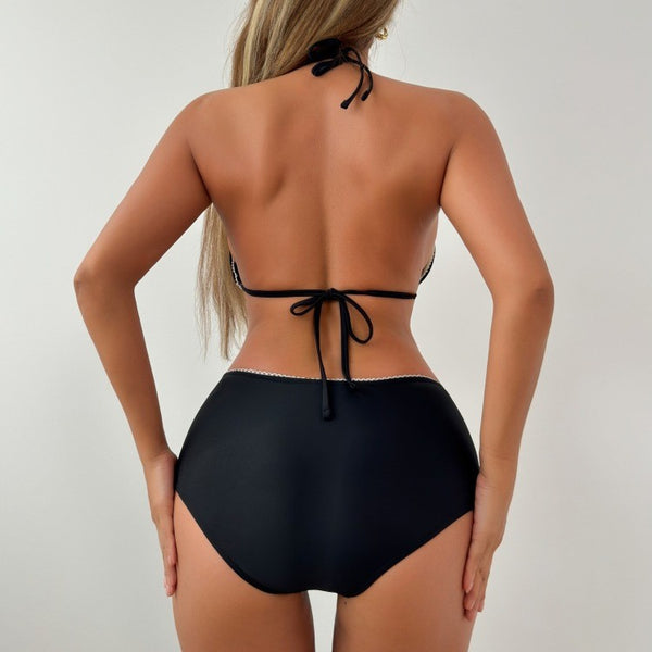 Ruffled Halter Neck Bikini Swimsuit for Pool Parties