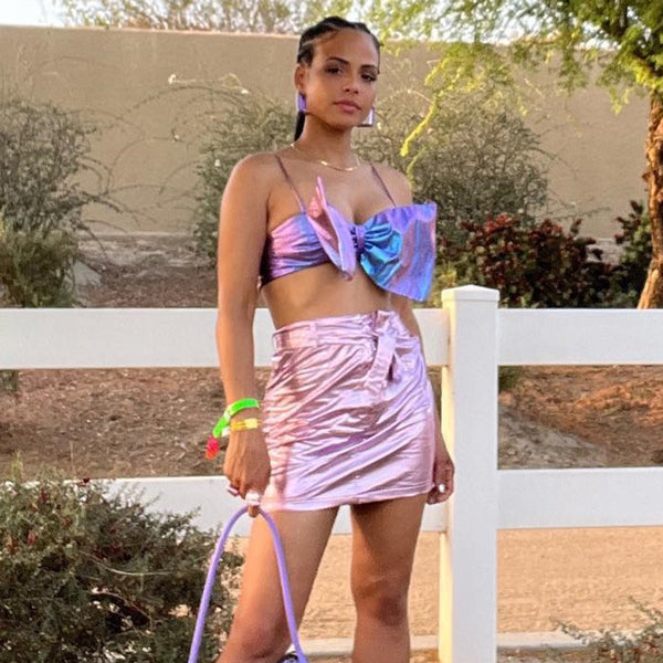 Open Waist Strap Bow Tube Top for Autumn Club & Party Wear