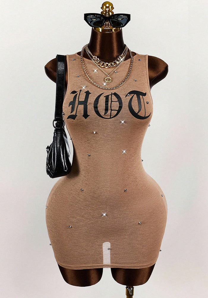 Printed Stretchy Sleeveless Bodycon Dress for Evening Parties