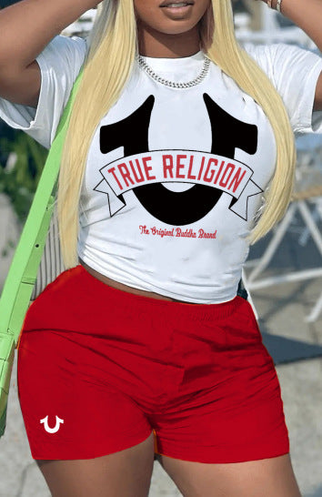 Printed T-Shirt & Shorts Two-Piece Set for Summer Casual