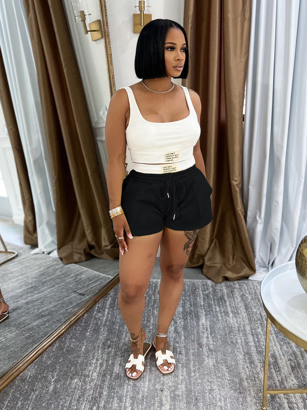 Solid Sports Tank Top & Shorts Two-Piece Set for Summer Activewear