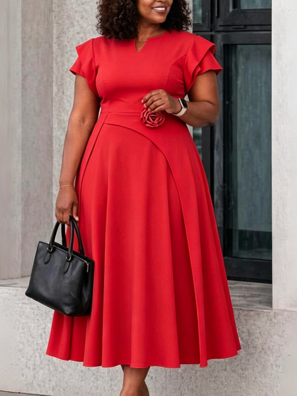 Plus Size High Waist A-Line African Midi Dress for Summer