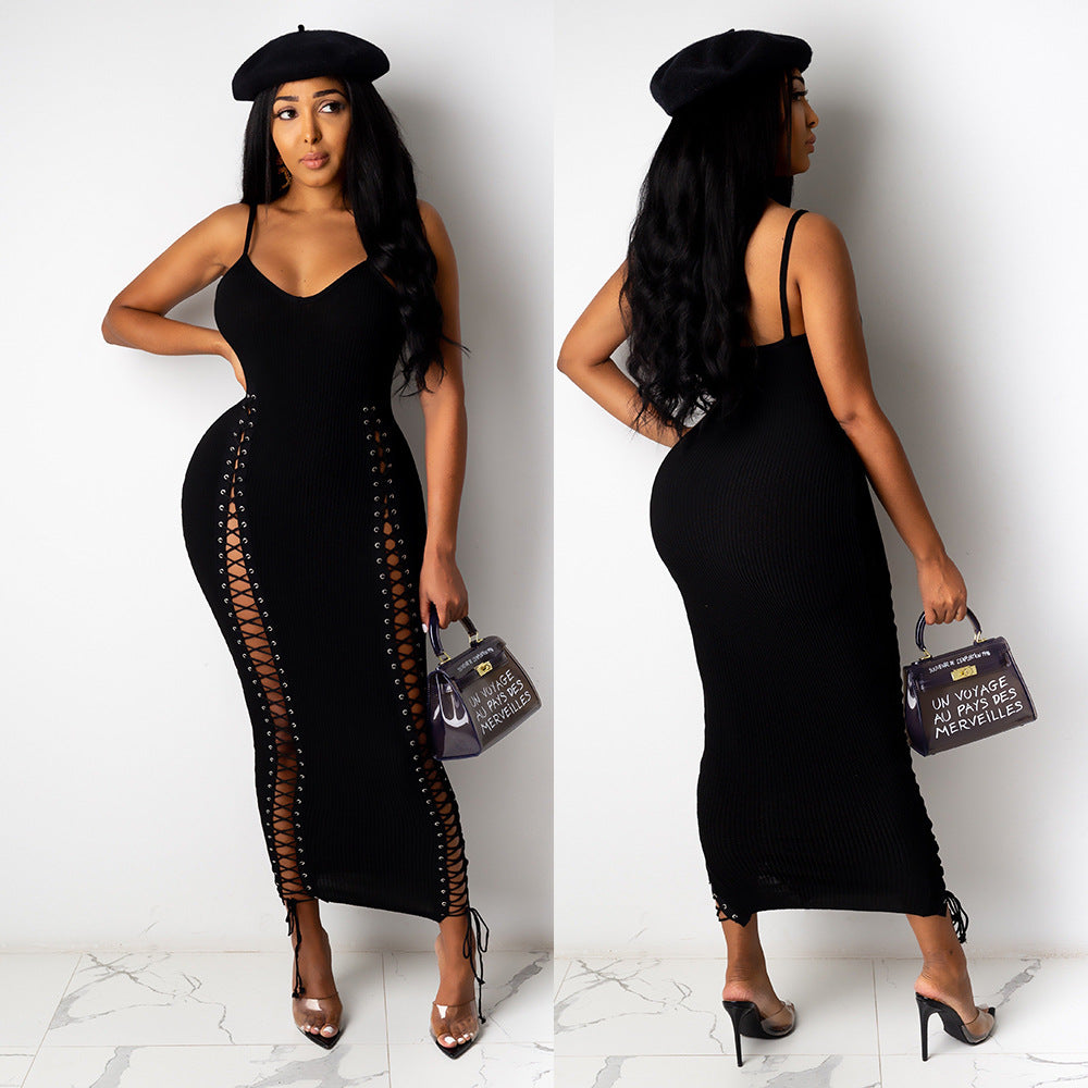 Women's Sexy Strap V-Neck Club Mini Dress