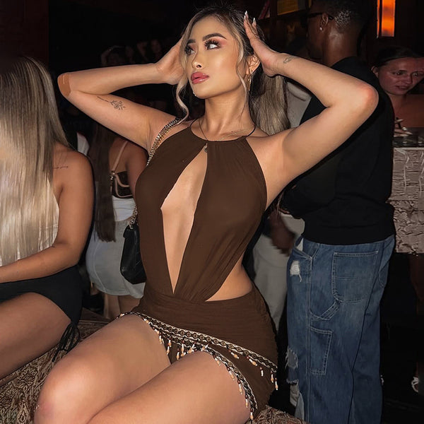 Bohemian Halter Neck Low Back Maxi Dress for Summer Travel