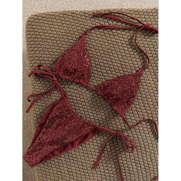 Printed Halter Tie Two-Piece Bikini Swimsuit for Beachwear
