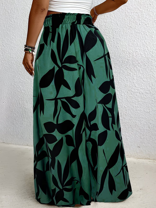 Plus Size Printed Wide Leg Pants for Summer Casual