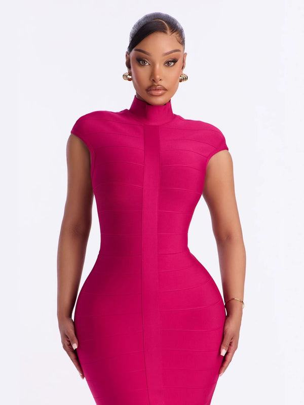Stand Collar Bandage Dress for Summer Outings