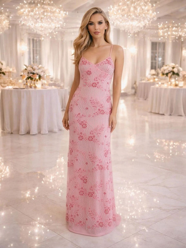 Beaded Strap Backless Maxi Dress for Summer Evening Events