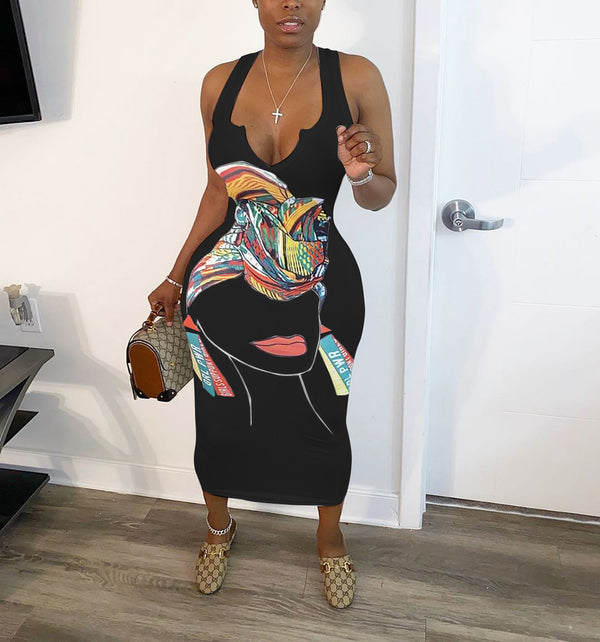 Character Print Dress for Casual Everyday Wear