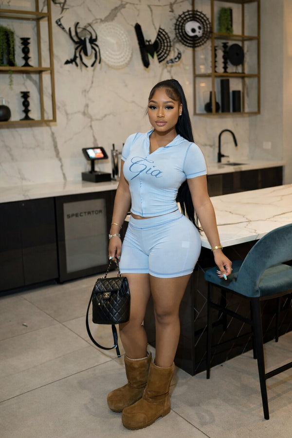 Letter Print Short Sleeve Top & Shorts Set for Casual Wear