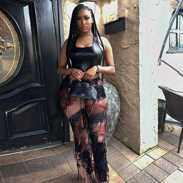 Ripped Fringe Casual Long Pants for Summer Streetwear