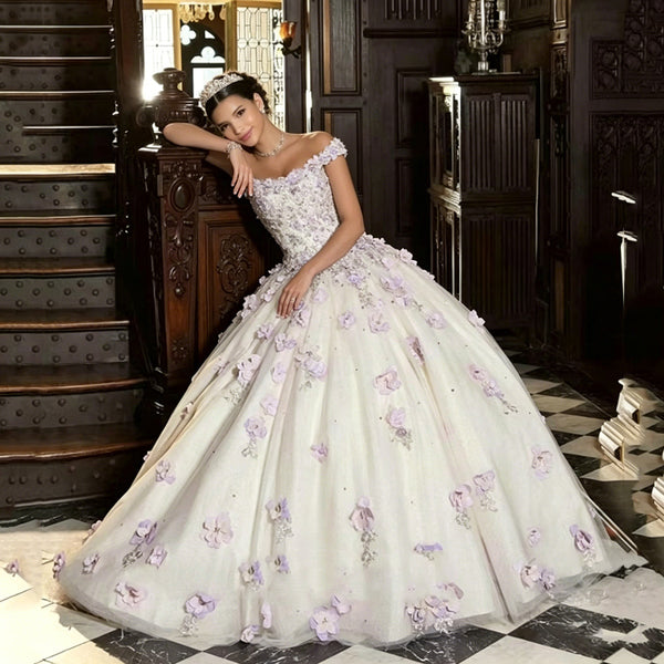 Off-Shoulder Lace Train Gown for Weddings & Prom Evenings