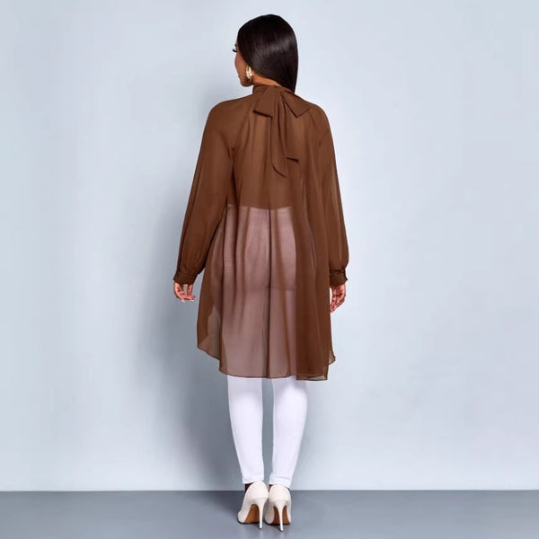 Irregular Chiffon Long Sleeve Shirt for Casual Summer Days