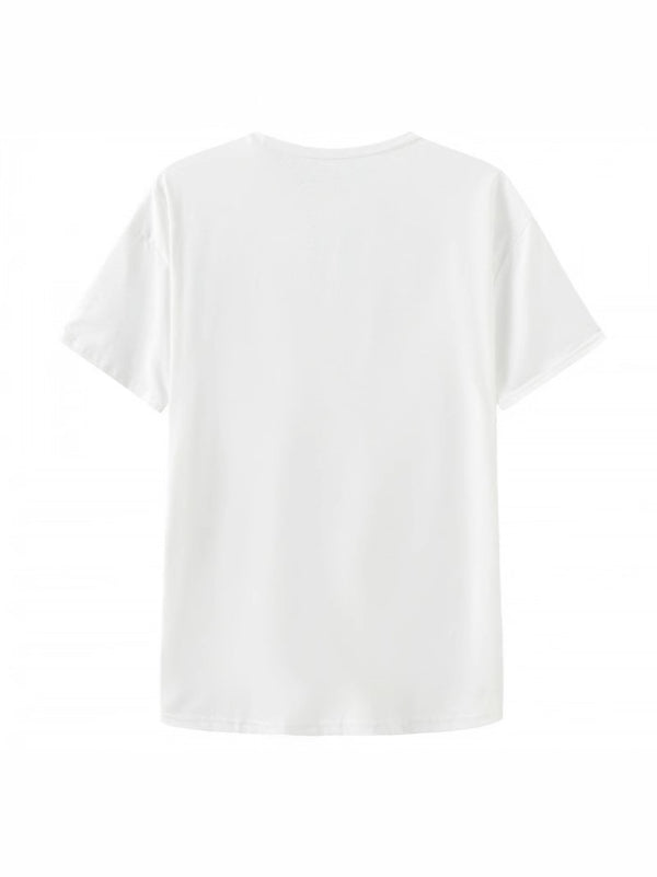Letter Print Loose Short Sleeve T-Shirt for Summer Streetwear