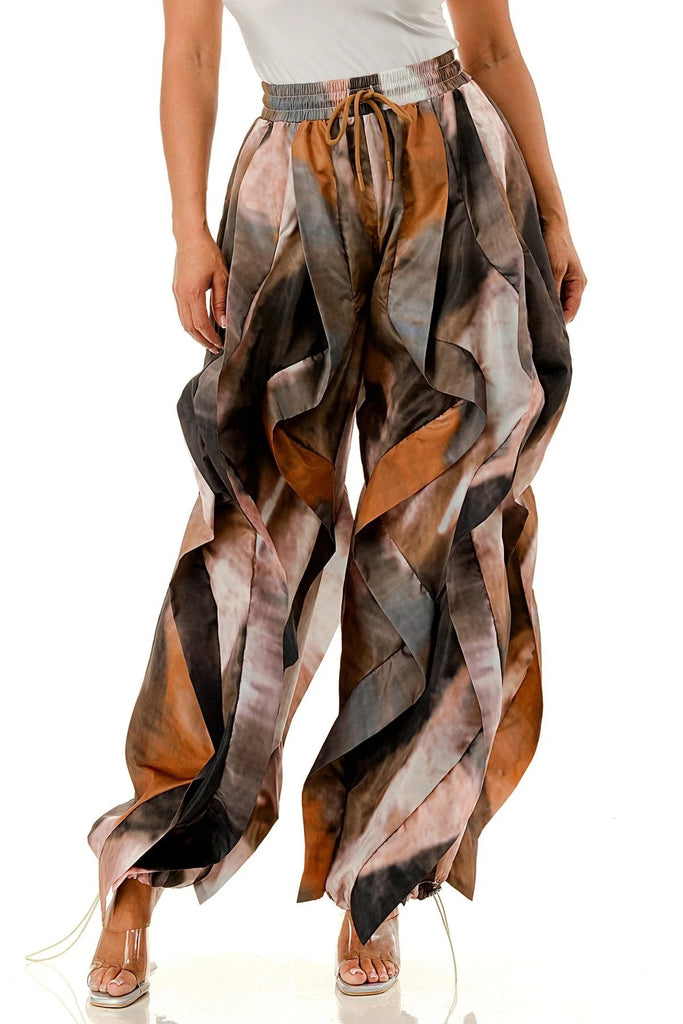 Lace-Up Drawstring Print Jogger Pants