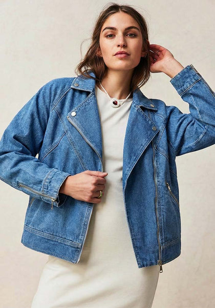 Women Washed Blue Denim Jacket
