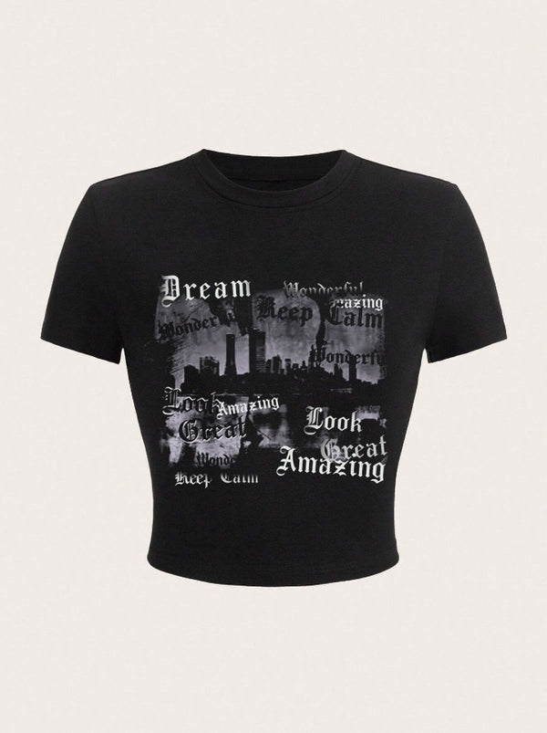 Printed Cropped T-Shirt Top for Casual Streetwear