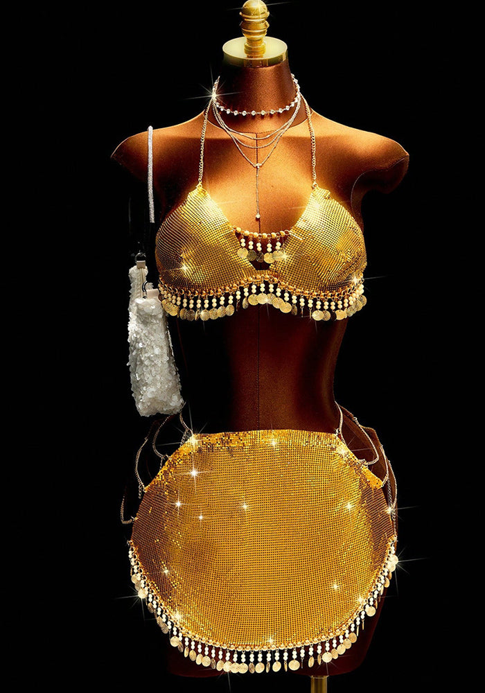 Sequin Star Tassel Body Chain Accessory