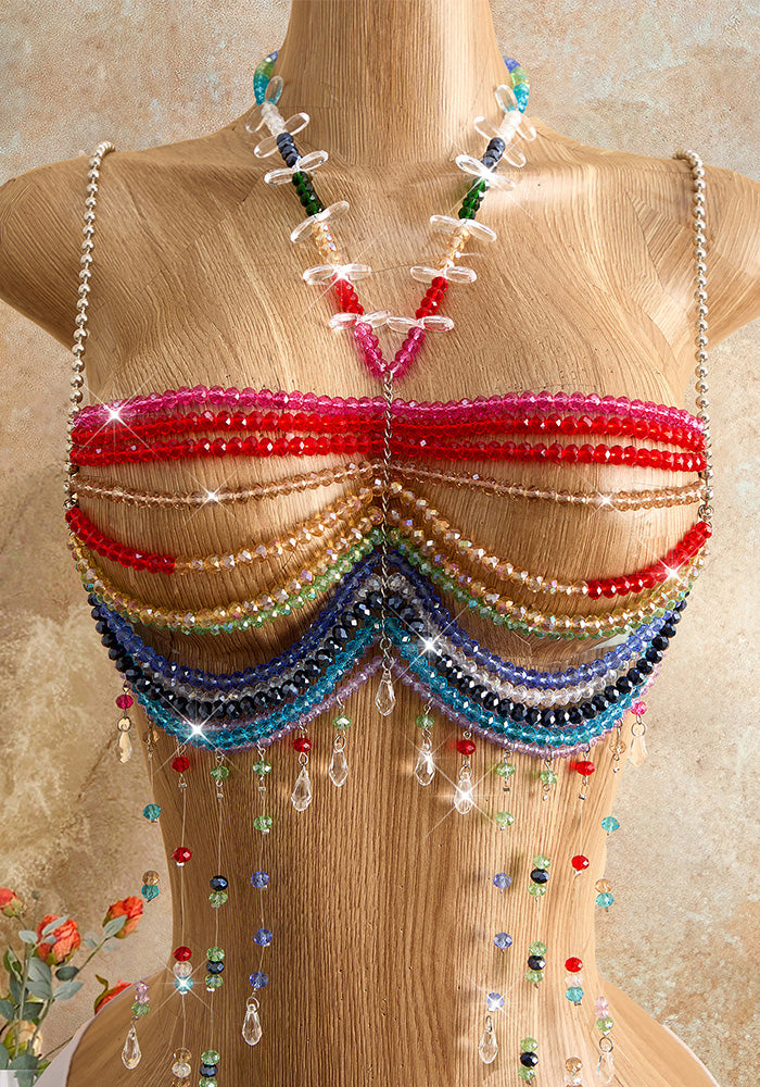 Beaded Crop Top Vest for Holiday Parties