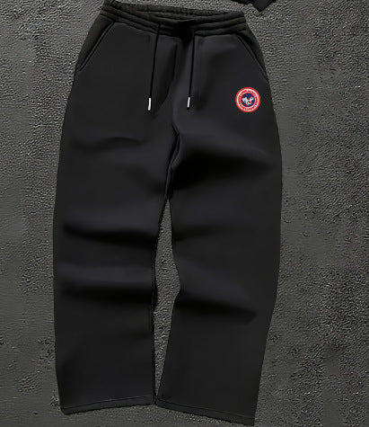 Fleece Lined Letter Badge Hoodie & Sweatpants Set