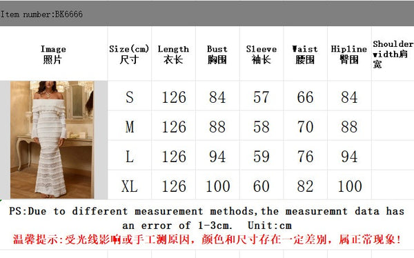 Elegant Off-the-Shoulder Lace Patchwork Mermaid Dress - Solid Color Ruffle Hem Flare Sleeve Bodycon Maxi